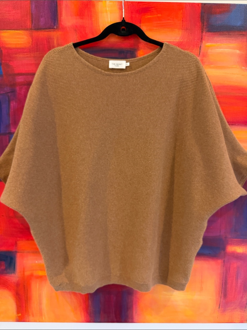 R Label The Reset Ribbed Pullover Short Sleeve Dolman Top - Camel L/XL - Picture 1 of 3